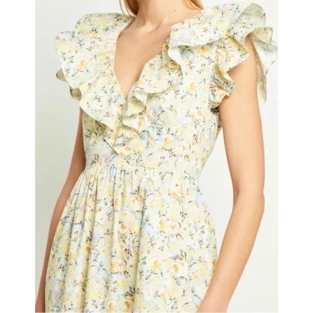 O.P.T. Kate Floral Ruffled Midi Dress One Pretty Time Pockets Ruffles Small - Picture 6 of 16